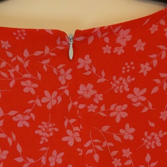 Likely, Raffa Floral Puff Sleeve Midi Slit Dress, Red, Light Blue Colorblock - Picture 5 of 7